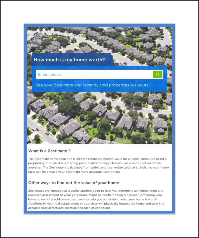 Zillow's Zestimate Calculator 