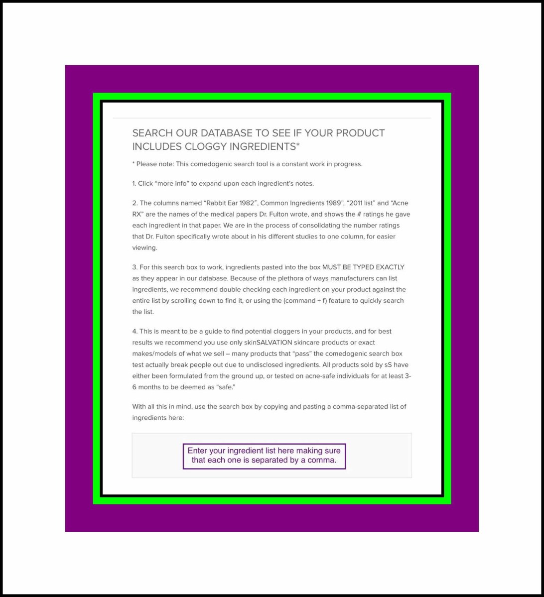 Comedogenic ingredient checker